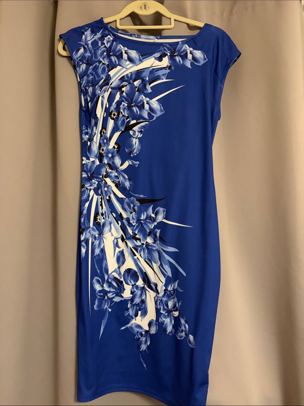 Blue Floral Sheath Dress - Elegant Women's Dress